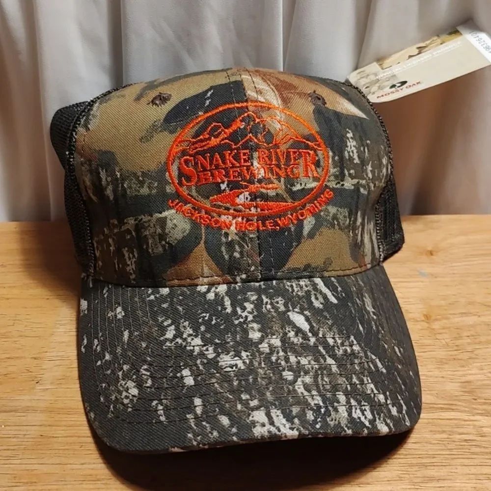 Snake River Brewing Mossy Oak Orange Embroidery Trucker Velcroback - New